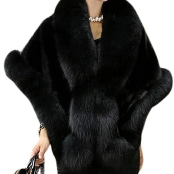 Women's Faux Fur Shawl Soft Versatile Scarf Wrap Shrug Winter Warm Cloak Coat Ca - Picture 1 of 4
